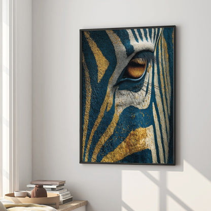 Sapphire Zebra Close-Up wall art print interior mockup