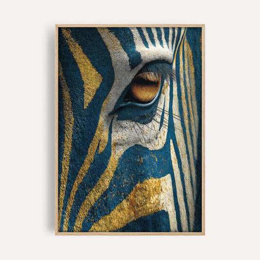 Sapphire Zebra Close-Up wall art print front-facing mockup