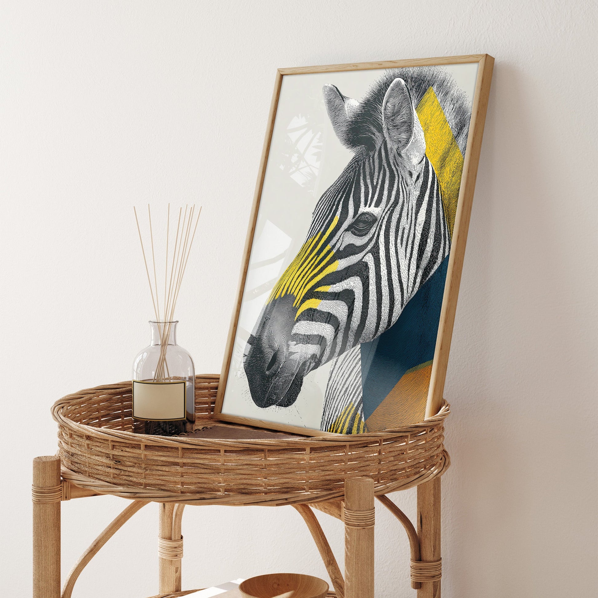 Contemporary Zebra Portrait wall art print interior mockup