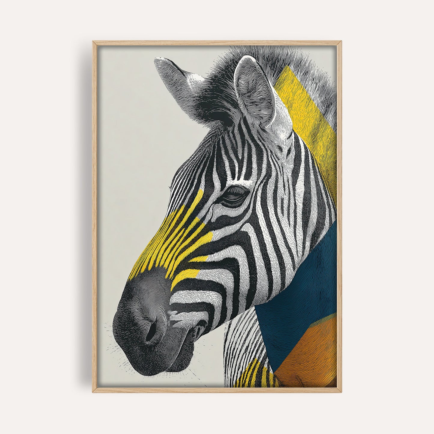 Contemporary Zebra Portrait wall art print front-facing mockup