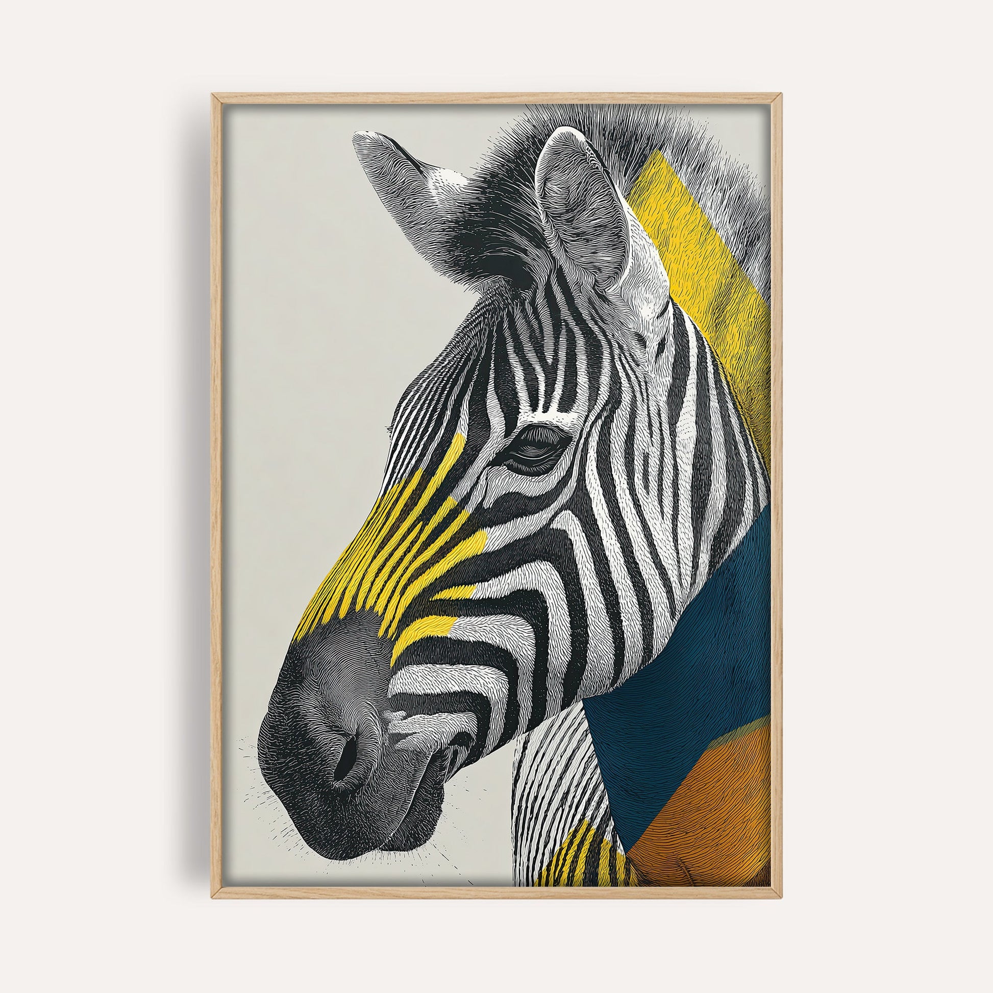 Contemporary Zebra Portrait wall art print front-facing mockup