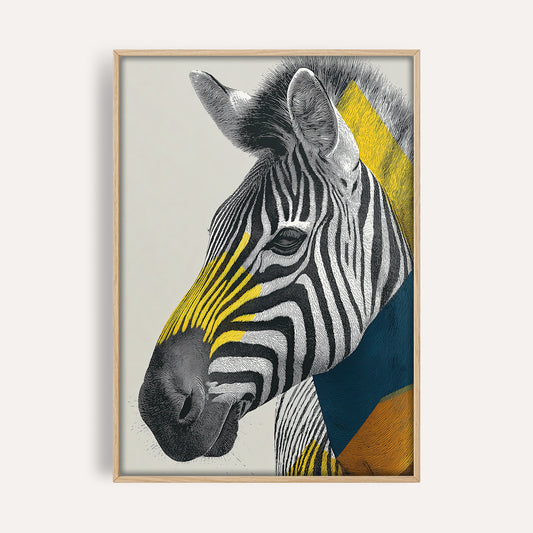 Contemporary Zebra Portrait wall art print front-facing mockup