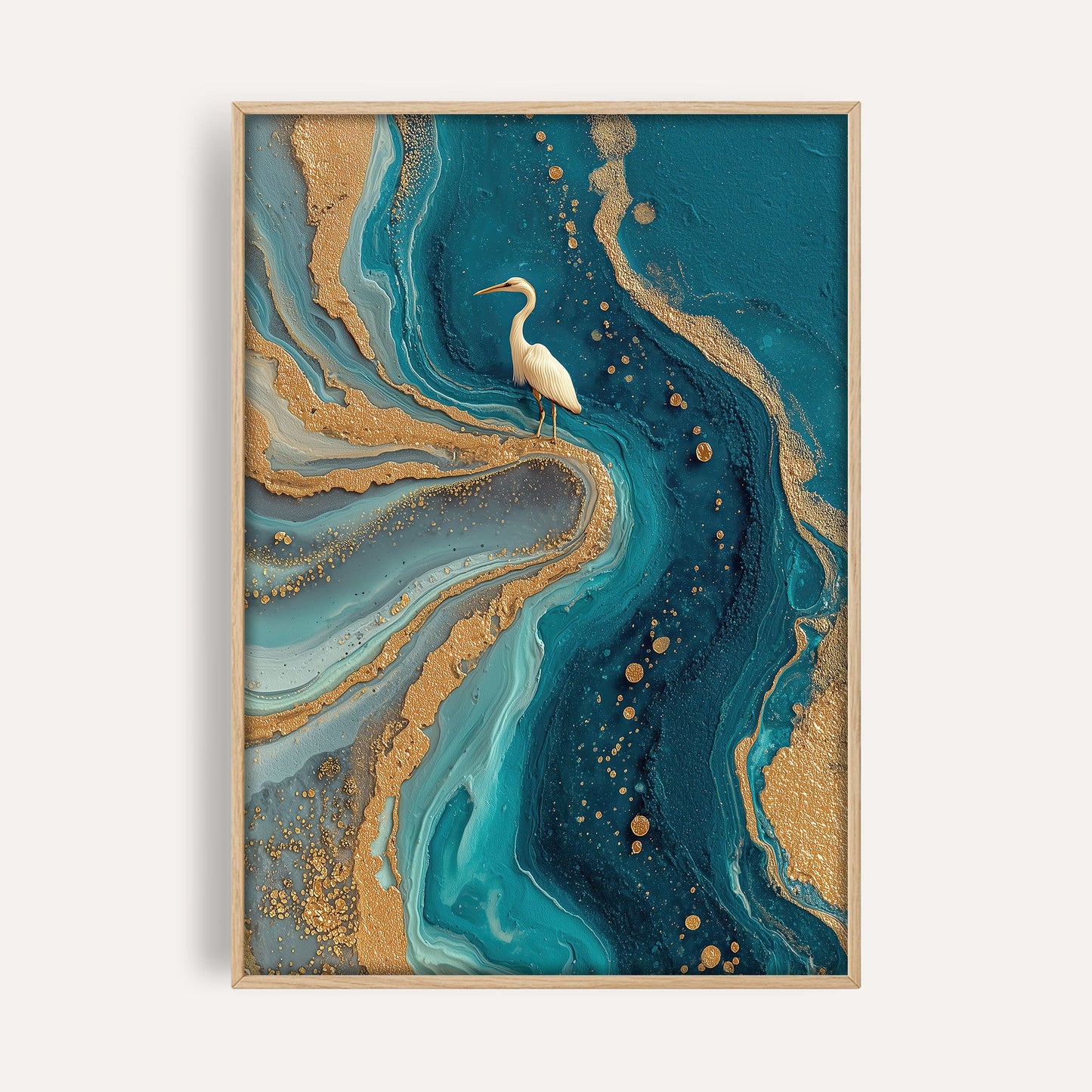Ivory Egret Lagoon wall art print front-facing mockup