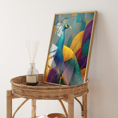 Peacock Bloom animal wall art print interior mockup