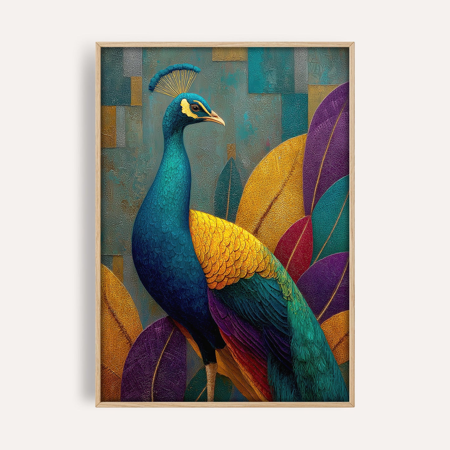 Peacock Bloom animal wall art print front-facing mockup