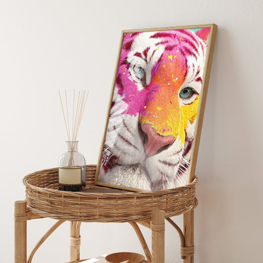Tiger Sunset wall art print interior mockup