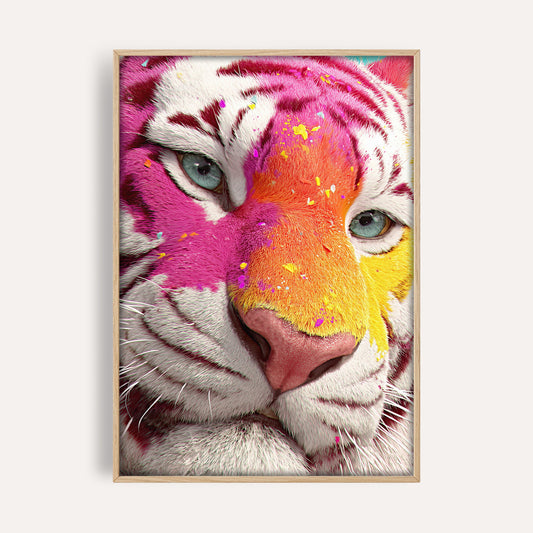 Tiger Sunset wall art print front-facing mockup