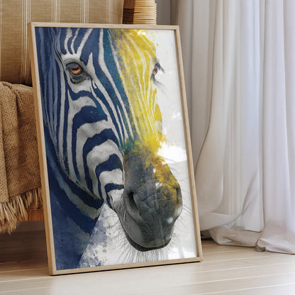 Coastal Zebra Study wall art print interior mockup