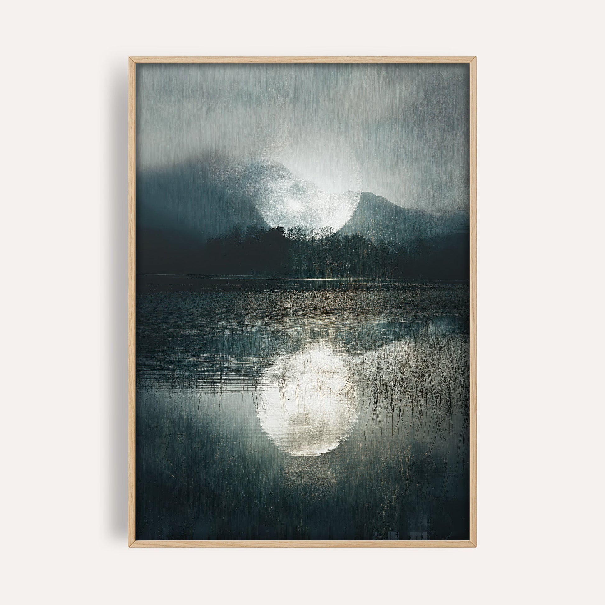 Dark Ocean Moonlight wall art print front-facing mockup