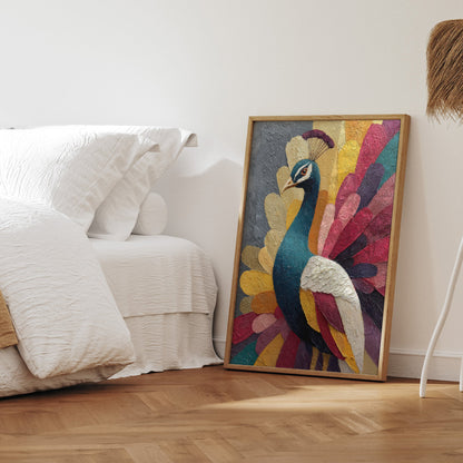 Painted Peacock animal wall art print interior mockup