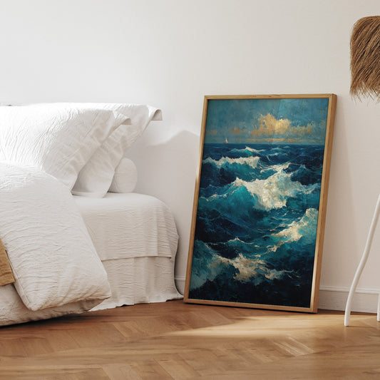 Storm Tide coastal seascape wall art print interior mockup