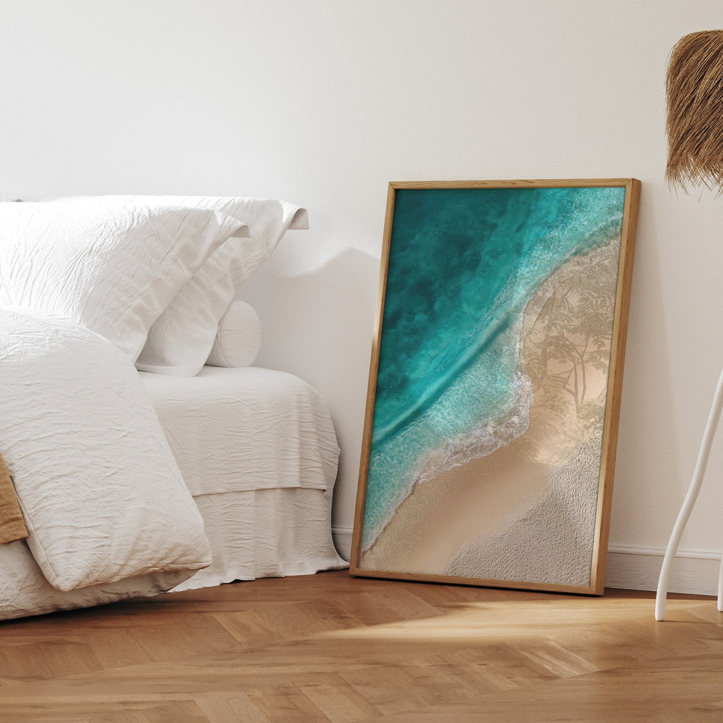 Turquoise Beach Shoreline wall art print interior mockup