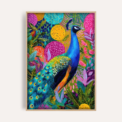 Vibrant Peacock Garden wall art print - The Carpenator Lab